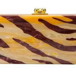Edie Parker Brown/Orange Tiger Stripe Acrylic Clutch