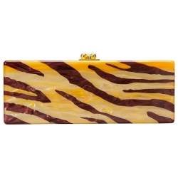 Edie Parker Brown/Orange Tiger Stripe Acrylic Clutch