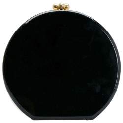 Pre Owned Edie Parker Black/Sliver Acrylic Yin Yang Clutch