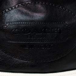 Pre Owned Coach Black/White Leather Baguette Shoulder Bag