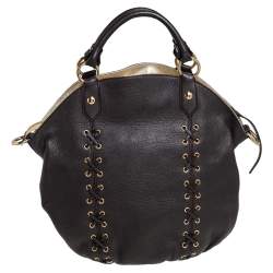 مملوكة مسبقًا Roberto Cavalli Dark Brown Leather Corset Front Pocket Hobo