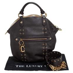 مملوكة مسبقًا Roberto Cavalli Dark Brown Leather Corset Front Pocket Hobo