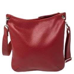 Longchamp Red Leather Messenger Bag