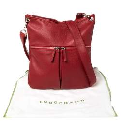 Longchamp Red Leather Messenger Bag