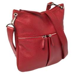 Longchamp Red Leather Messenger Bag