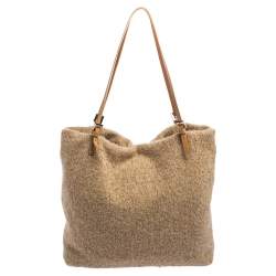 Pre Owned Fendi Beige Cashmere Roll Tote Bag