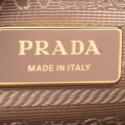 Pre Owned Prada White Saffiano Lux Leather Small Galleria Double Zip Tote