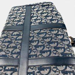 Pre Owned Christian Dior Blue Oblique Canvas Trotter Boston Bag