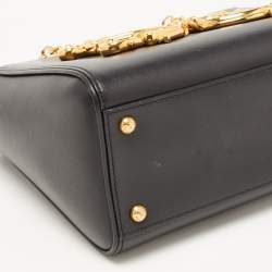 Pre Owned Dolce & Gabbana Black Leather DG Girls Tote