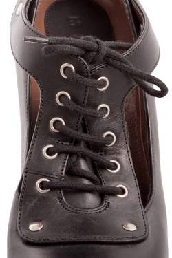 Pre Owned Marni Black Leather Cutout Lace Up Platform Pumps Size 39