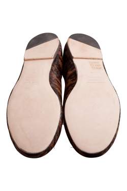 Pre Owned Isabel Marant Tow Tone Calf Hair Leather Bow Ballet Flats Size 40