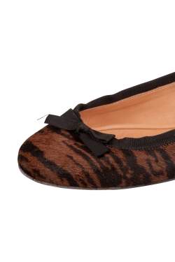 Pre Owned Isabel Marant Tow Tone Calf Hair Leather Bow Ballet Flats Size 40
