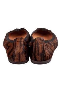 Pre Owned Isabel Marant Tow Tone Calf Hair Leather Bow Ballet Flats Size 40