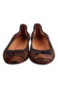 Pre Owned Isabel Marant Tow Tone Calf Hair Leather Bow Ballet Flats Size 40
