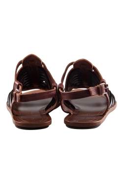 Pre Owned Proenza Schouler Brown Leather Cut Out Ankle Strap Flat Sandals Size 37