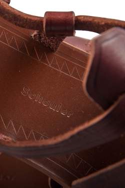 Pre Owned Proenza Schouler Brown Leather Cut Out Ankle Strap Flat Sandals Size 37