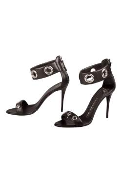 Pre Owned صندل جوسيبي زانوتي سي ر كاحل حلقة جلد أسود مقاس 38