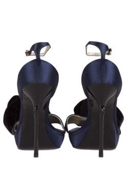 Roger Vivier Blue Satin And Black Floral Ankle Strap Platform Sandals Size 38