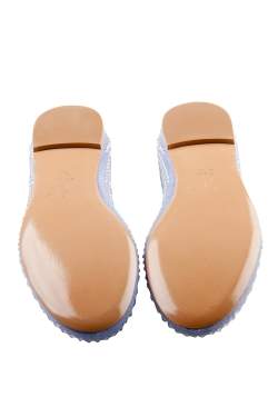 Pre Owned Giuseppe Zanotti Light Blue Suede Crystal Embellished Ballet Flats Size 38