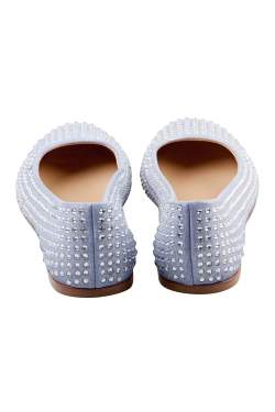 Pre Owned Giuseppe Zanotti Light Blue Suede Crystal Embellished Ballet Flats Size 38