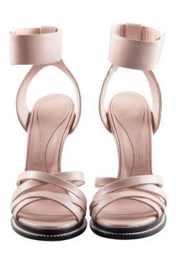 Pre Owned Alexander McQueen Pink Leather Mini Criss Cross Ankle Cuff Sandals Size 37