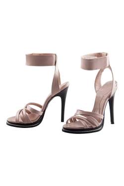 Pre Owned Alexander McQueen Pink Leather Mini Criss Cross Ankle Cuff Sandals Size 37