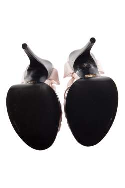 Pre Owned Alexander McQueen Pink Leather Mini Criss Cross Ankle Cuff Sandals Size 37