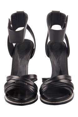 Pre Owned Alexander McQueen Black Leather Ankle Cuff Sandals Size 36