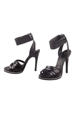 Pre Owned Alexander McQueen Black Leather Ankle Cuff Sandals Size 36