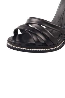 Pre Owned Alexander McQueen Black Leather Ankle Cuff Sandals Size 36