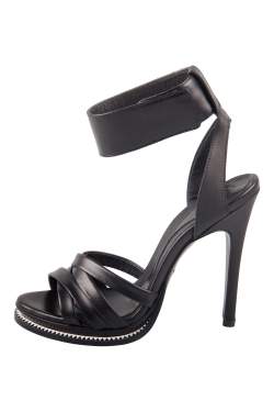 Pre Owned Alexander McQueen Black Leather Ankle Cuff Sandals Size 36
