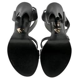 Pre Owned Alexander McQueen Black Leather Ankle Cuff Sandals Size 36