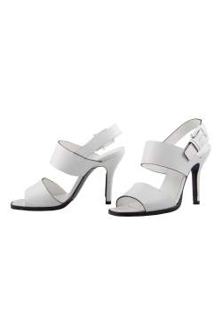 Pre Owned Jil Sander White/Black Leather Ankle Strap Sandals Size 36