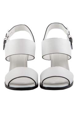 Pre Owned Jil Sander White/Black Leather Ankle Strap Sandals Size 36