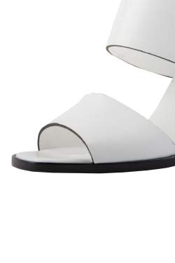 Pre Owned Jil Sander White/Black Leather Ankle Strap Sandals Size 36