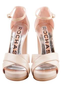 Rochas Beige Leather Cross Strap Platform Block Heel Sandals Size 37