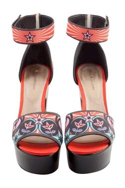 Nicholas Kirkwood Multicolor Printed Satin Platform Ankle Cuff Platform Sandals Size 38