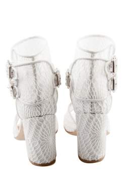 Laurence Dacade White Lace And Suede Rush Macrame Cut Out Open Toe Booties Size 37
