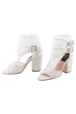 Laurence Dacade White Lace And Suede Rush Macrame Cut Out Open Toe Booties Size 37