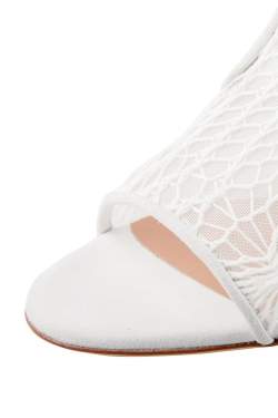 Laurence Dacade White Lace And Suede Rush Macrame Cut Out Open Toe Booties Size 37