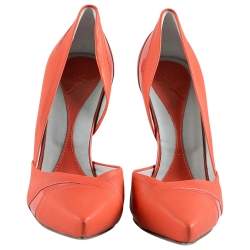 Pre Owned Alexander McQueen Orange Leather Lex Punk D'orsay Pumps Size 37