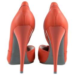 Pre Owned Alexander McQueen Orange Leather Lex Punk D'orsay Pumps Size 37