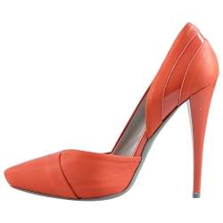 Pre Owned Alexander McQueen Orange Leather Lex Punk D'orsay Pumps Size 37