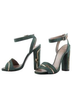 Versace Dark Green And Gold Suede Ankle Strap Sandals Size 37