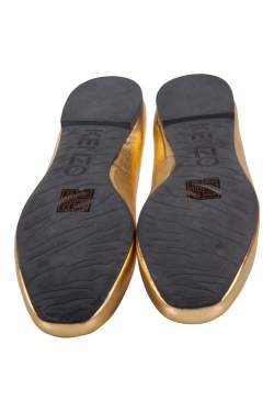 Kenzo Metallic Gold Leather Eye Ballet Flats Size 38
