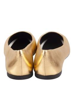 Kenzo Metallic Gold Leather Eye Ballet Flats Size 38