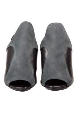 Pre Owned 3.1 Phillip Lim Black Leather And Grey Suede Aria Mules Size 36.5