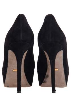Pre Owned Sergio Rossi Black Suede Platform Pumps Size 37