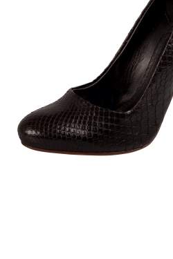 Pre Owned حذاء كعب عالي سيلين جلد ثعبان أسود بحزام للكاحل مقاس 36.5