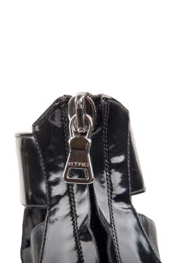 Etro Black Patent And Textured Leather Pointed Toe Ankle Booties Size 37